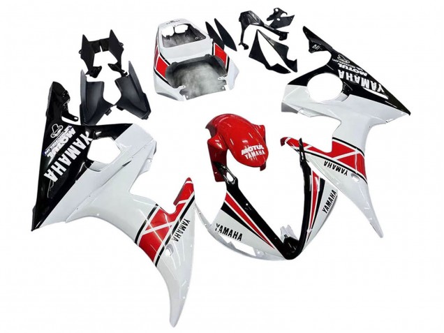 Mejores Carenados Moto Yamaha YZF R6 2003-2004 - Blanco Rojo Negro Brillante Motul