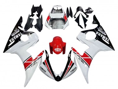 Mejores Carenados Moto Yamaha YZF R6S 2006-2009 - Blanco Rojo Negro Brillante Motul