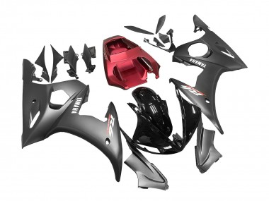 Mejores Carenados Moto Yamaha YZF R6 2003-2004 - Rojo Negro Brillante Negro Mate