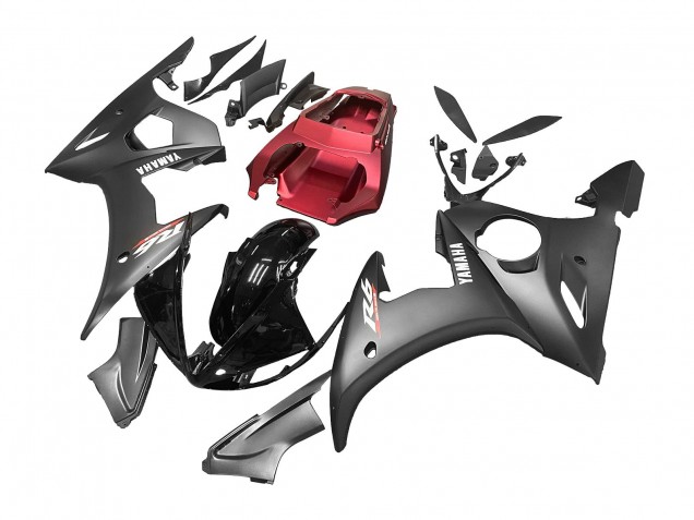Mejores Carenados Moto Yamaha YZF R6 2003-2004 - Rojo Negro Brillante Negro Mate