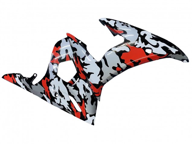 Mejores Carenados Moto Yamaha YZF R6S 2006-2009 - Negro Rojo Gris Camouflage