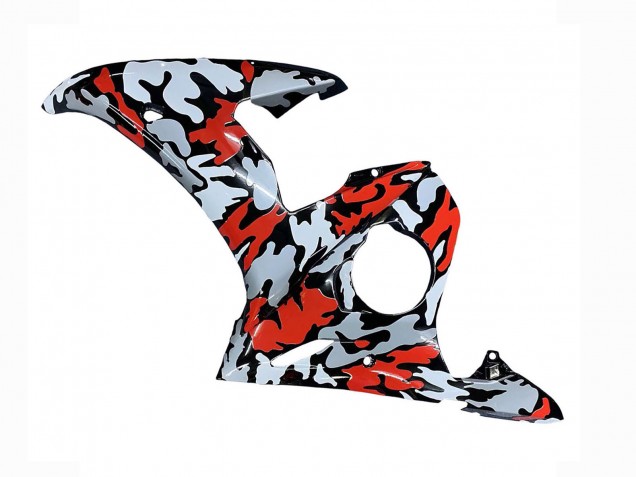 Mejores Carenados Moto Yamaha YZF R6S 2006-2009 - Negro Rojo Gris Camouflage