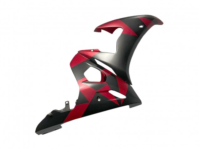 Mejores Carenados Moto Yamaha YZF 600 R6 2005 - Negro Mate Rojo Geométrico