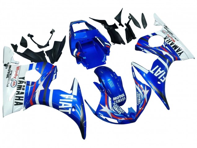 Mejores Carenados Moto Yamaha YZF 600 R6 2005 - Azul Blanco Rojo Motul Michelin Fiat