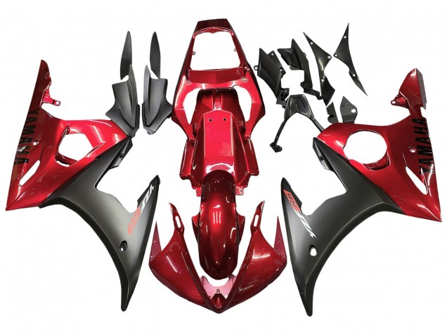 Mejores Carenado Moto Yamaha YZF 600 R6 2005 - Rojo Negro Mate