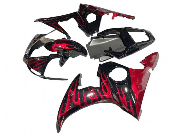 Mejores Carenados Moto Yamaha YZF 600 R6 2005 - Negro Rojo Llama