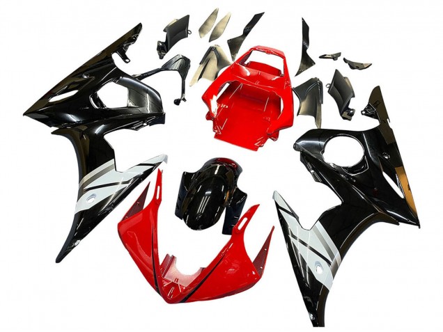 Mejores Carenados Moto Yamaha YZF 600 R6 2005 - Rojo Blanco Negro Brillante