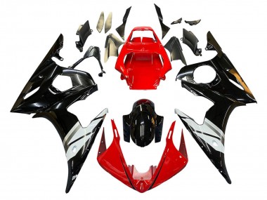 Mejores Carenados Moto Yamaha YZF 600 R6 2005 - Rojo Blanco Negro Brillante