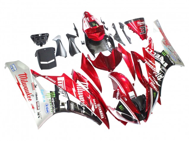 Mejores Carenados Moto Yamaha YZF 600 R6 2006-2007 - Blanco Rojo Negro Verde Monstruo Milwaukee