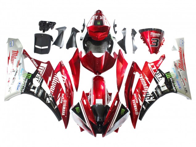 Mejores Carenados Moto Yamaha YZF 600 R6 2006-2007 - Blanco Rojo Negro Verde Monstruo Milwaukee