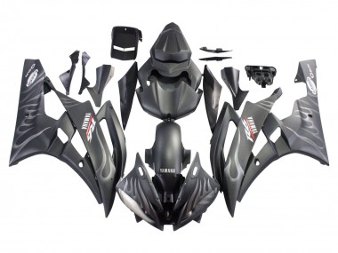 Mejores Carenados Moto Yamaha YZF 600 R6 2006-2007 - Negro Mate Plata Llama