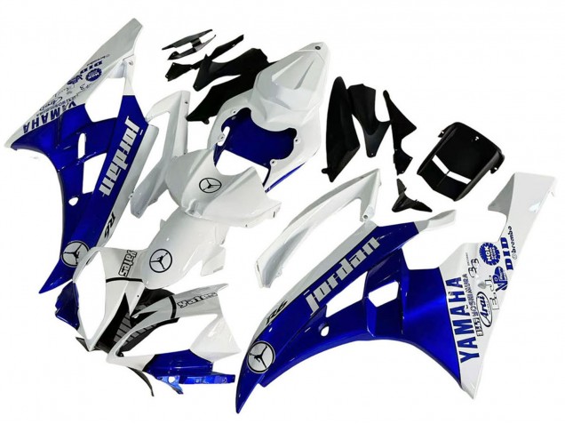 Mejores Carenados Moto Yamaha YZF 600 R6 2006-2007 - Blanco Azul Jordan