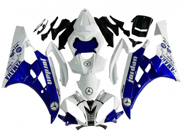 Mejores Carenados Moto Yamaha YZF 600 R6 2006-2007 - Blanco Azul Jordan