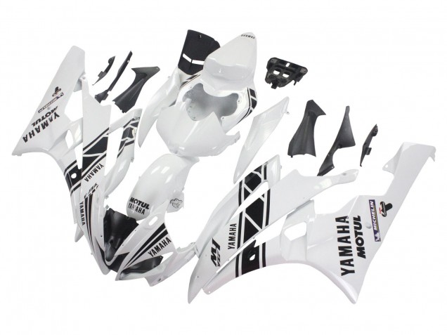 Mejores Carenados Moto Yamaha YZF 600 R6 2006-2007 - Blanco Negro Brillante Motul Michelin