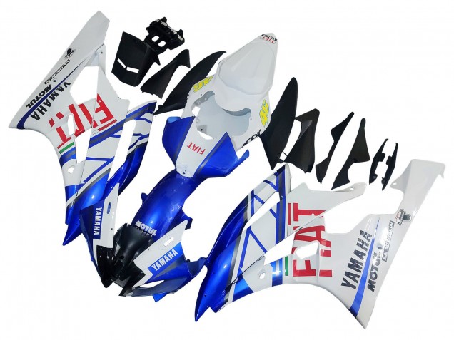 Mejores Carenados Moto Yamaha YZF 600 R6 2006-2007 - Blanco Azul Rojo Fiat Motul Michelin