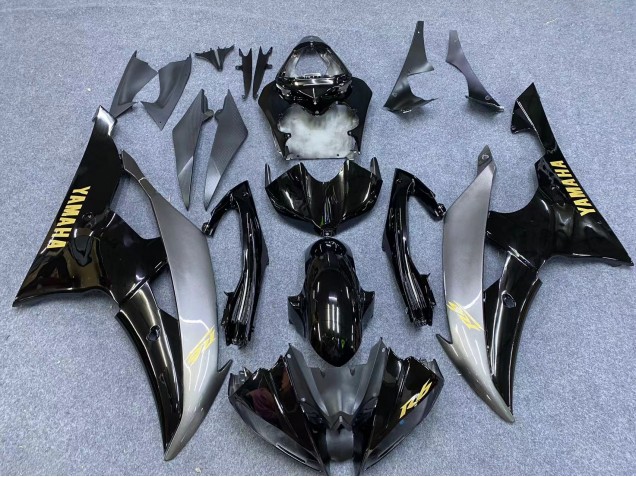 Mejores Carenados Moto Yamaha YZF 600 R6 2006-2007 - Plata Negro Brillante Oro Calcomanías
