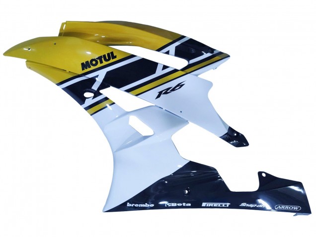 Mejores Carenados Moto Yamaha YZF 600 R6 2006-2007 - Amarillo Blanco Negro Brillante Motul
