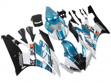 Mejores Carenados Moto Yamaha YZF 600 R6 2006-2007 - Blanco Azul Negro Semakin Didepan ENEOS