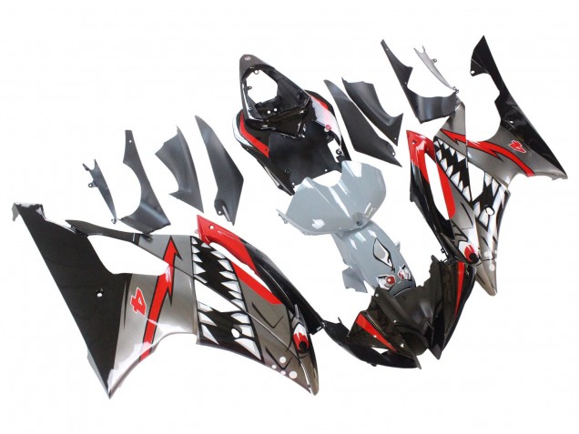 Mejores Carenados Moto Yamaha YZF 600 R6 2008-2016 - Plata Negro Rojo Tiburón 4