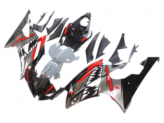 Mejores Carenados Moto Yamaha YZF 600 R6 2008-2016 - Plata Negro Rojo Tiburón 4