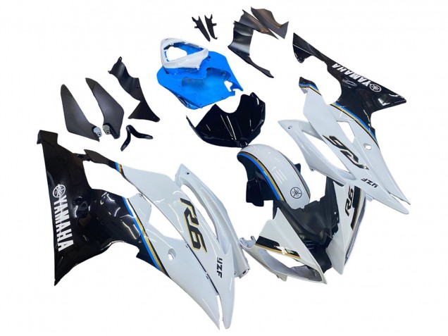 Mejores Carenado Moto Yamaha YZF 600 R6 2008-2016 - Blanco Azul Negro Brillante
