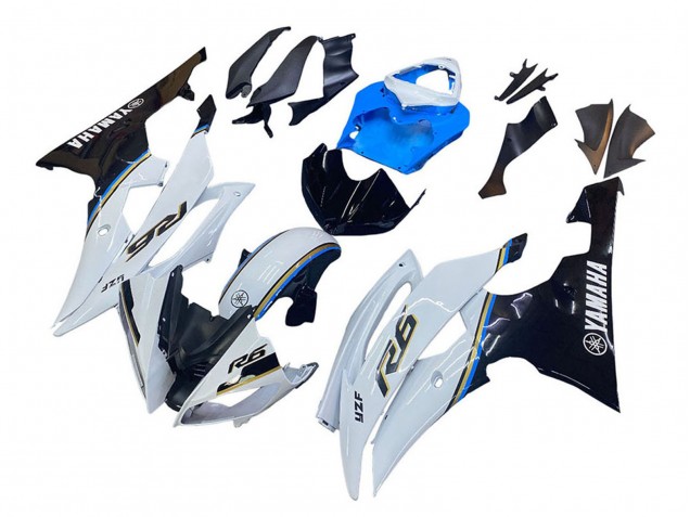 Mejores Carenado Moto Yamaha YZF 600 R6 2008-2016 - Blanco Azul Negro Brillante