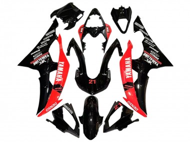 Mejores Carenados Moto Yamaha YZF 600 R6 2008-2016 - Rojo Negro Brillante DENSO Yamalube 21