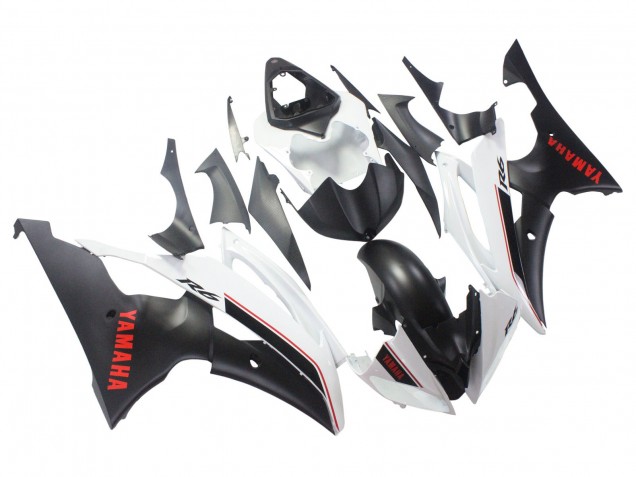 Mejores Carenados Moto Yamaha YZF 600 R6 2008-2016 - Blanco Negro Mate Rojo Calcomanías