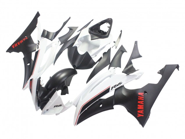 Mejores Carenados Moto Yamaha YZF 600 R6 2008-2016 - Blanco Negro Mate Rojo Calcomanías