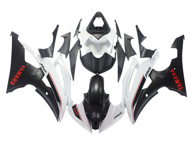 Mejores Carenados Moto Yamaha YZF 600 R6 2008-2016 - Blanco Negro Mate Rojo Calcomanías