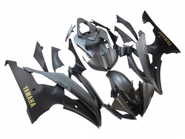 Mejores Carenados Moto Yamaha YZF 600 R6 2008-2016 - Gris Negro Mate Oro Calcomanías