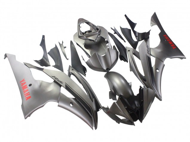 Mejores Carenados Moto Yamaha YZF 600 R6 2008-2016 - Gris Mate Rojo Calcomanías
