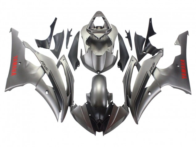 Mejores Carenados Moto Yamaha YZF 600 R6 2008-2016 - Gris Mate Rojo Calcomanías
