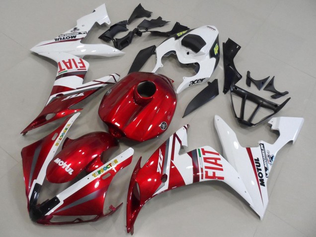 Mejores Carenados Moto Yamaha YZF R1 2004-2006 - Blanco Rojo Fiat Motul