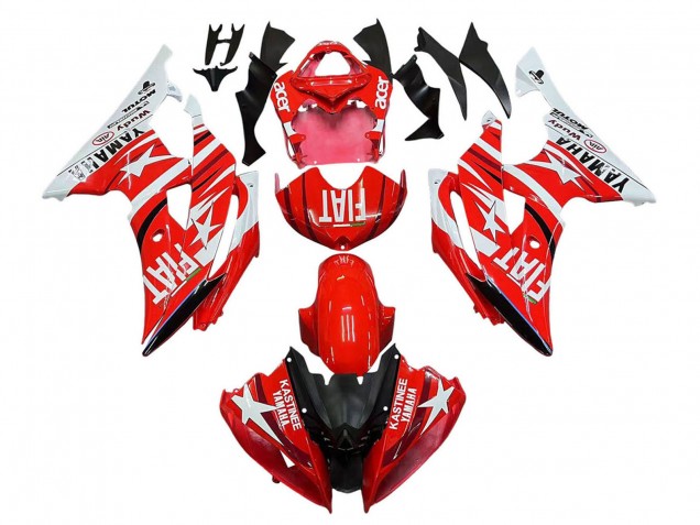 Mejores Carenados Moto Yamaha YZF 600 R6 2008-2016 - Blanco Rojo Negro Fiat Acer