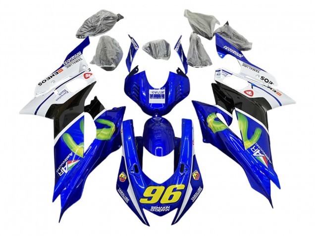 Mejores Carenados Moto Yamaha YZF 600 R6 2017-2023 - Blanco Azul Negro Verde MoviStar Semakin Didepan