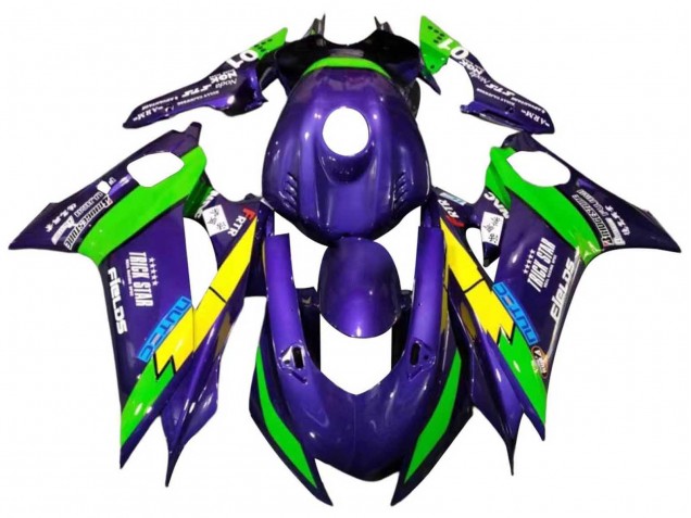 Mejores Carenados Moto Yamaha YZF 600 R6 2017-2023 - Verde Púrpura Amarillo Negro Trick Star