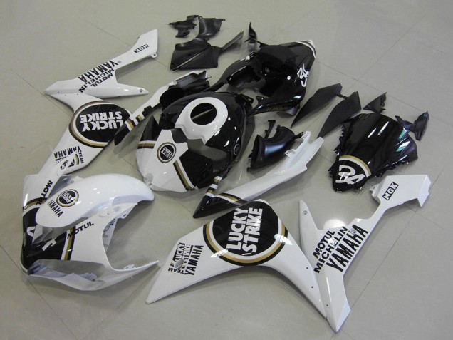Mejores Carenados Moto Yamaha YZF R1 2007-2008 - Blanco Negro Lucky Strike