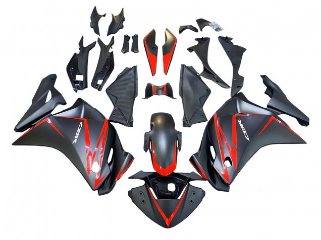 Mejores Carenados Moto Honda CBR250RR 2011-2015 - Negro Mate Rojo Raya