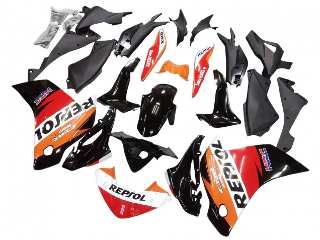 Mejores Carenados Moto Honda CBR250RR 2011-2015 - Naranja Blanco Rojo Negro Lustroso HRC Repsol