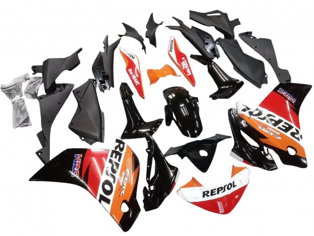 Mejores Carenados Moto Honda CBR250RR 2011-2015 - Naranja Blanco Rojo Negro Lustroso HRC Repsol