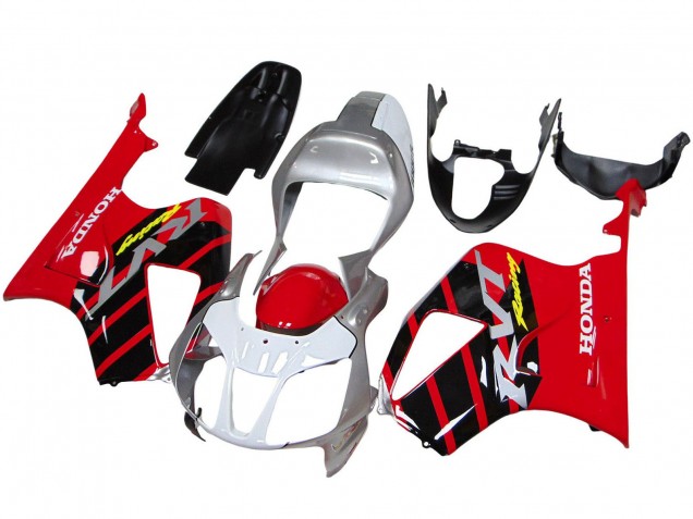 Mejores Carenados Moto Honda VTR1000 2000-2006 - Plata Rojo Negro Raya Carrera