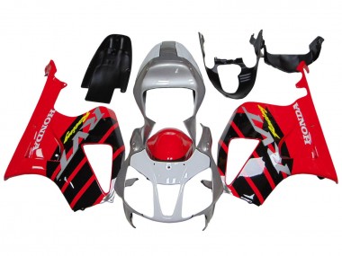 Mejores Carenados Moto Honda VTR1000 2000-2006 - Plata Rojo Negro Raya Carrera