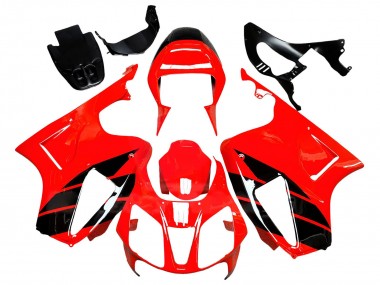 Mejores Carenados Moto Honda VTR1000 2000-2006 - Rojo Negro Brillante Raya