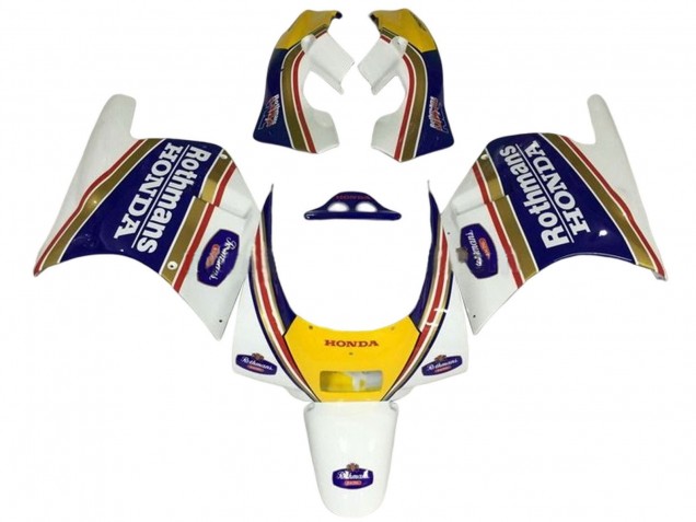 Mejores Carenados Moto Honda NSR250R 1988-1989 - Blanco Amarillo Azul Rothmans