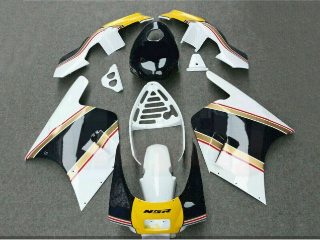 Mejores Carenados Moto Honda NSR250R 1988-1989 - Blanco Amarillo Oro Negro Brillante