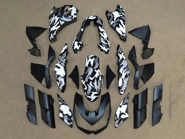 Mejores Carenados Moto Kawasaki Z1000 2010-2013 - Negro Blanco Camouflage