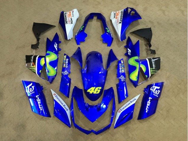 Mejores Carenados Moto Kawasaki Z1000 2010-2013 - Blanco Azul Amarillo Monstruo