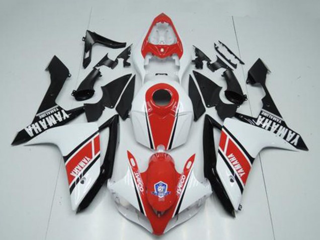 Mejores Carenados Moto Yamaha YZF R1 2007-2008 - Blanco Rojo Negro Brillante