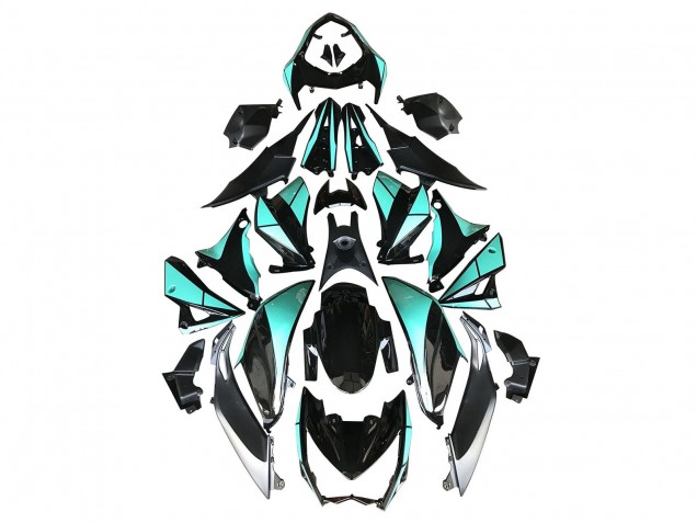 Mejores Carenados Moto Kawasaki Z1000 2014-2019 - Azul Claro Negro Brillante Plata